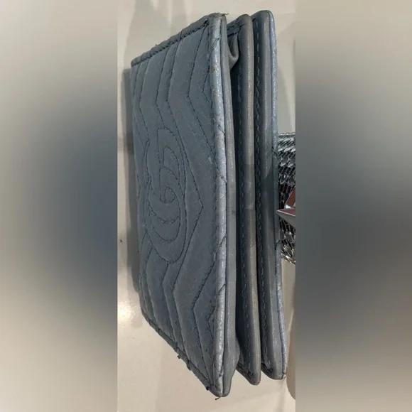 Gucci GG Marmont Powder Blue Snakeskin bifold wallet w/COA - Picture 3 of 12